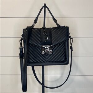 Quilted Leather Crossbody - Top Handle Satchel - Shoulder Purse